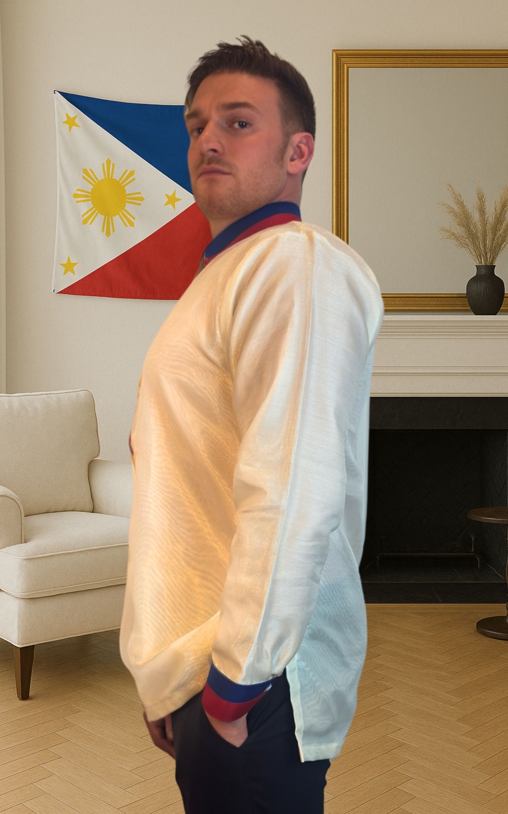 Sinag Philippine Flag Organza Barong Tagalog – ORDER US SIZE
