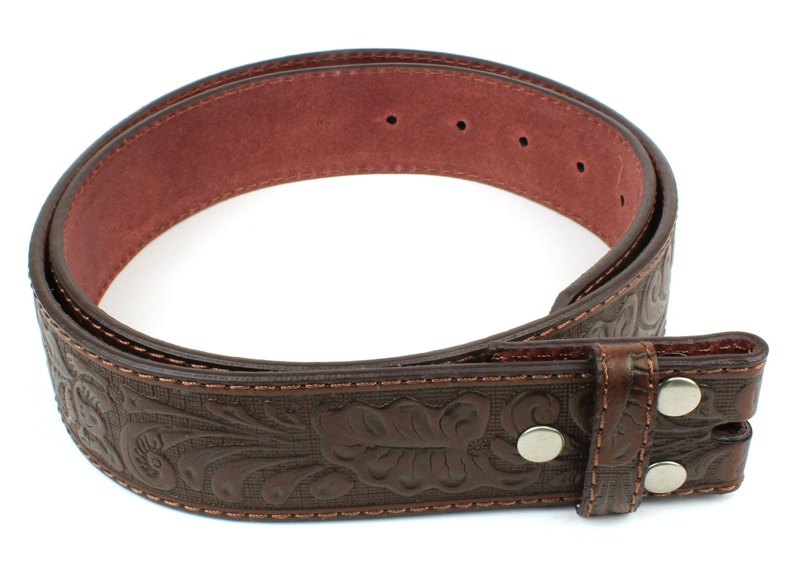 BC Belts Western Leather Belt Strap – 1.5” Wide with Embossed Scrollwork W