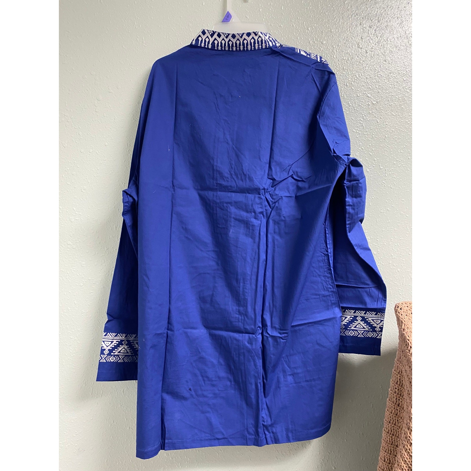 Men’s African Suit Dashiki/ Pants Outfit Traditional 2 Piece Set- XL-BLUE-NEW-NN