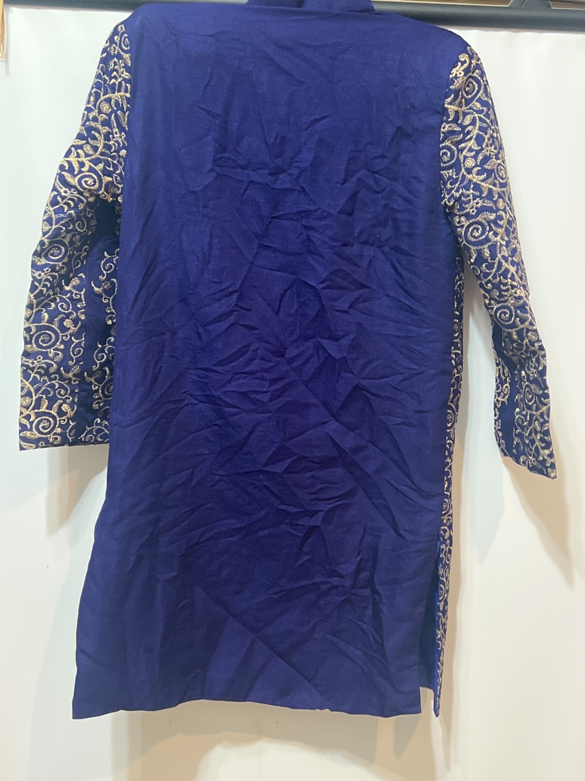 Boys Royal Blue Embroidered Sherwani Kurta Jacket Ethnic Formal Wear