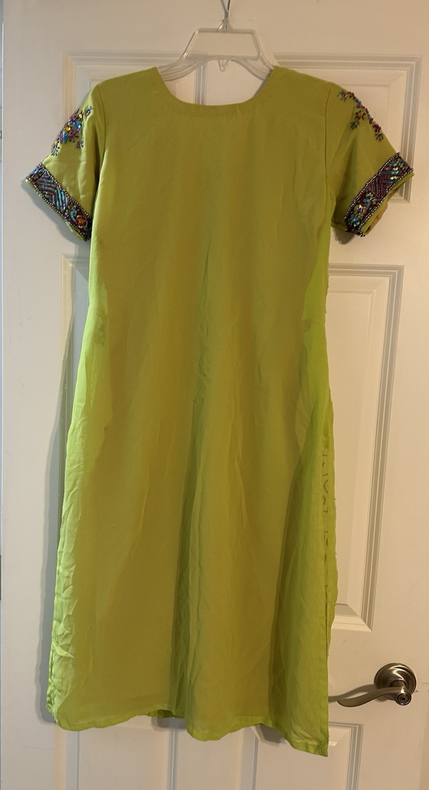 Handmade punjabi Indian Pakistani 3pc Salwar Kameez Lime Green See Pics For Size