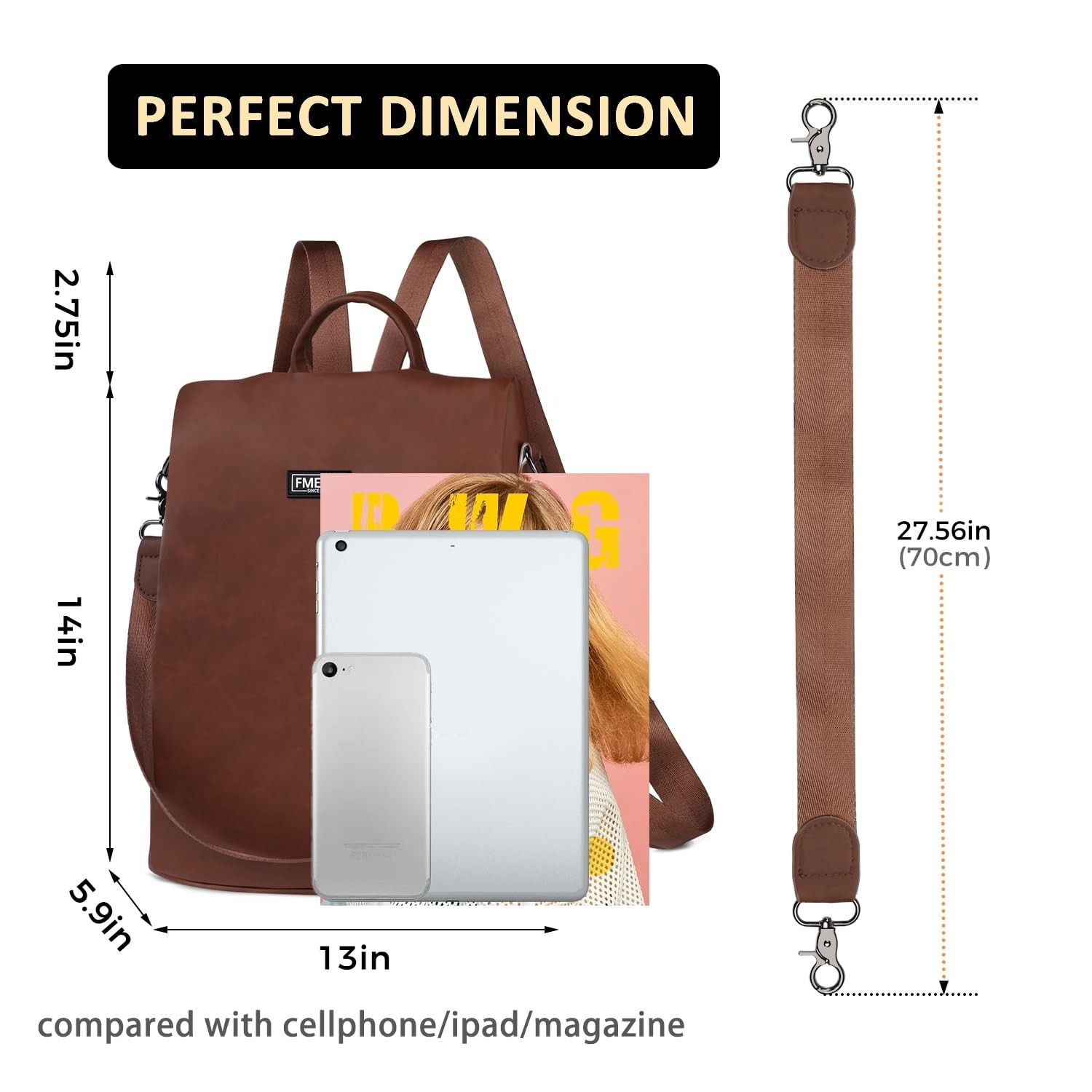Fmeida Backpack Purse for Women PU Leather Anti Theft Backpack for Travel Con…