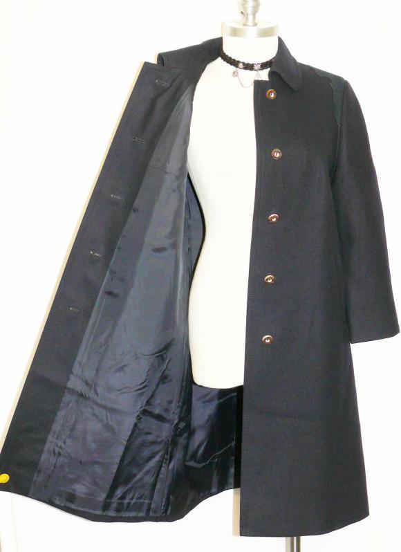 BLUE WOOL Winter Women Girl LONG Dress SHORT SLEEVE Trench Walk Jacket COAT 10 M