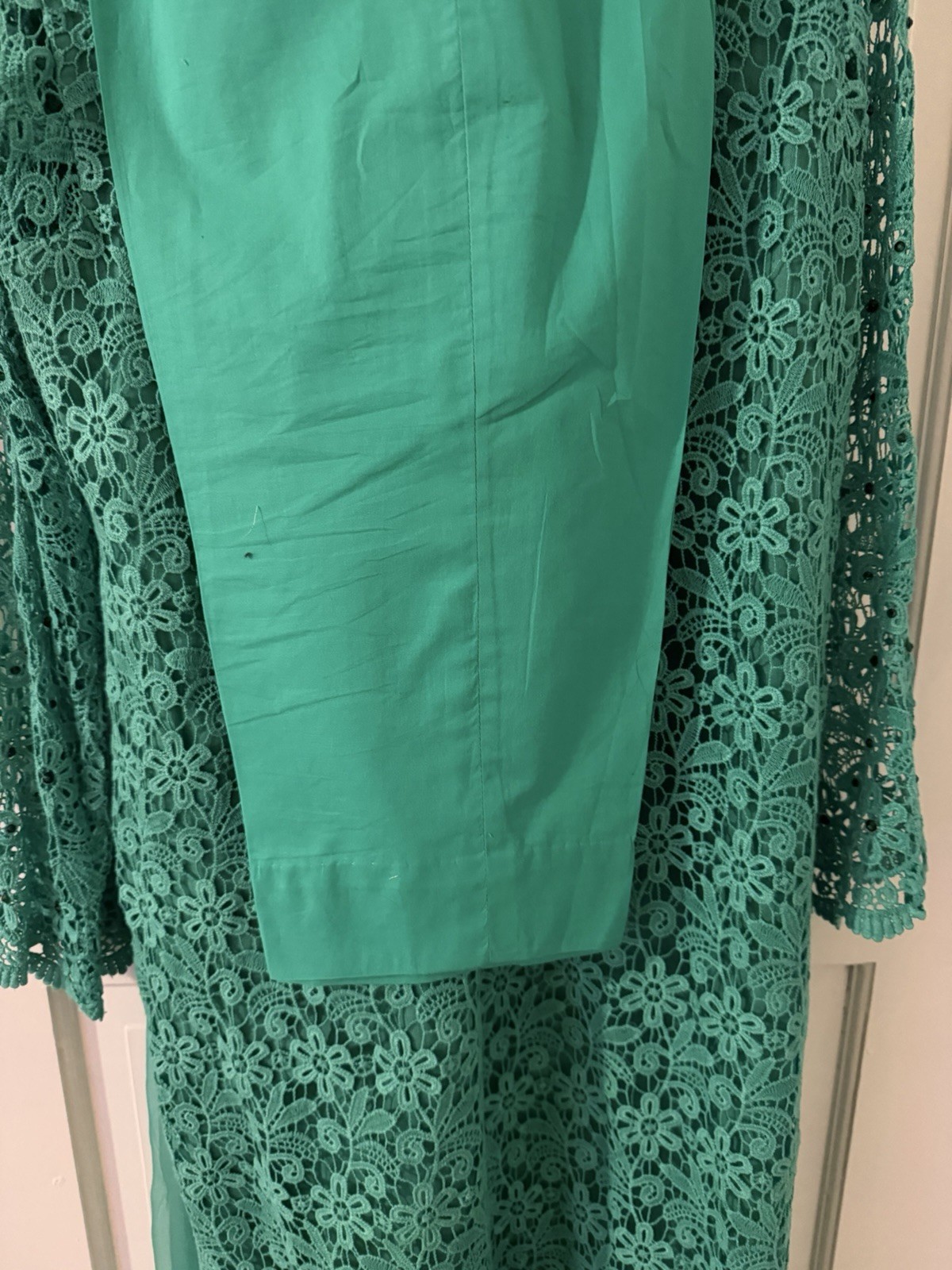 Custom Made Pakistani Lace Shirt With Dupatta And Straight By Pants