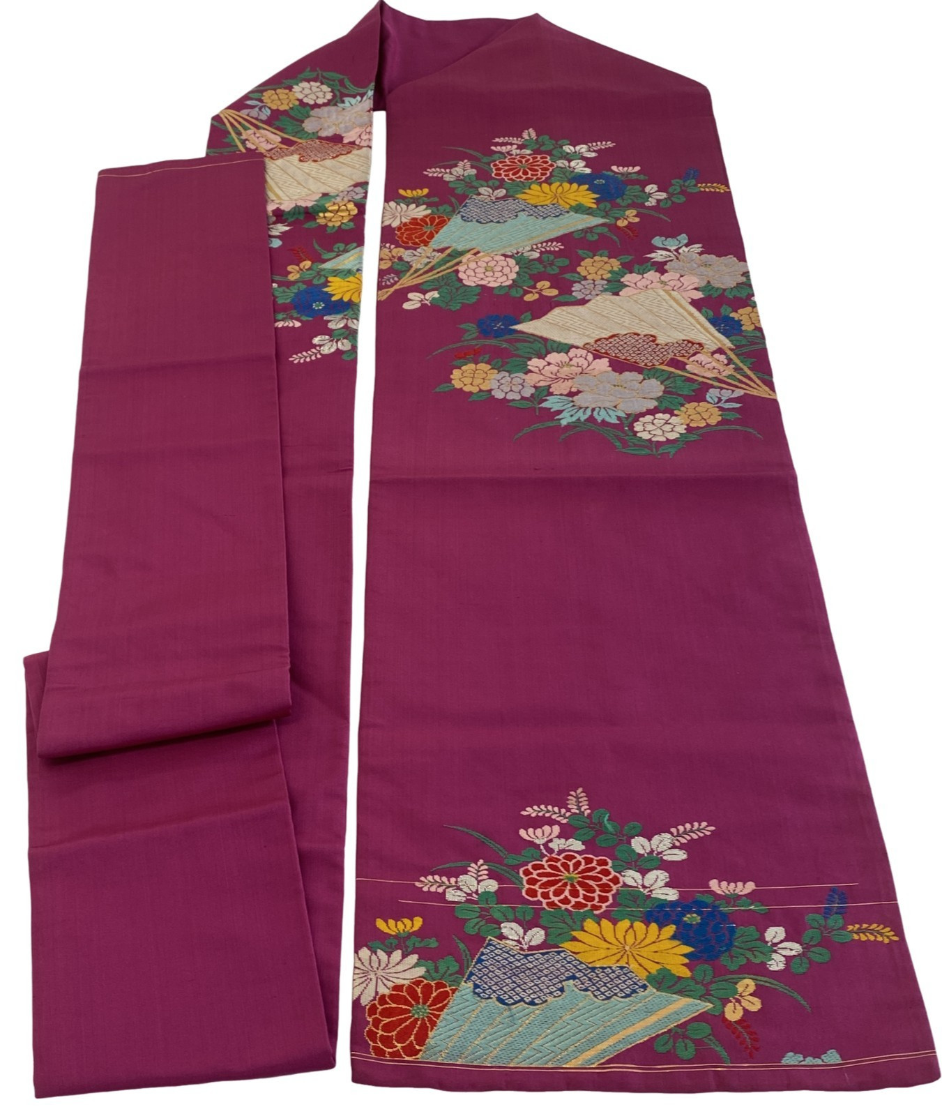 Japanese Vintage Kimono Nagoya Obi Silk Pink Traditional Embroidery 132x 11 in