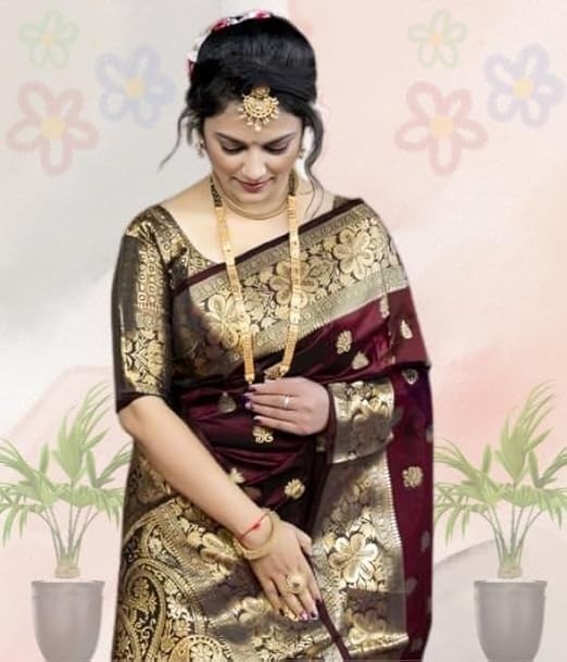 Women’s Pure Soft Silk Saree With Blouse Piece For Wedding