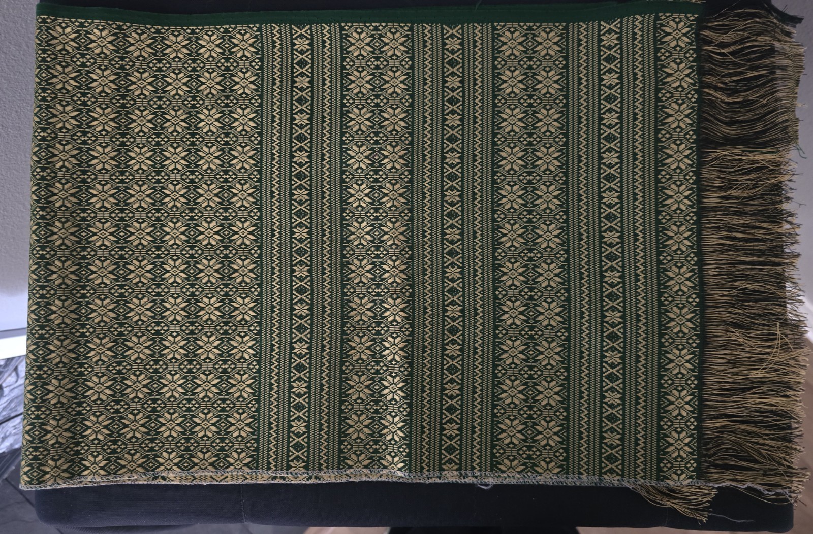 Banarasi Saree Pure Silk Vintage Green Yellow Zari Tassels Dupatta