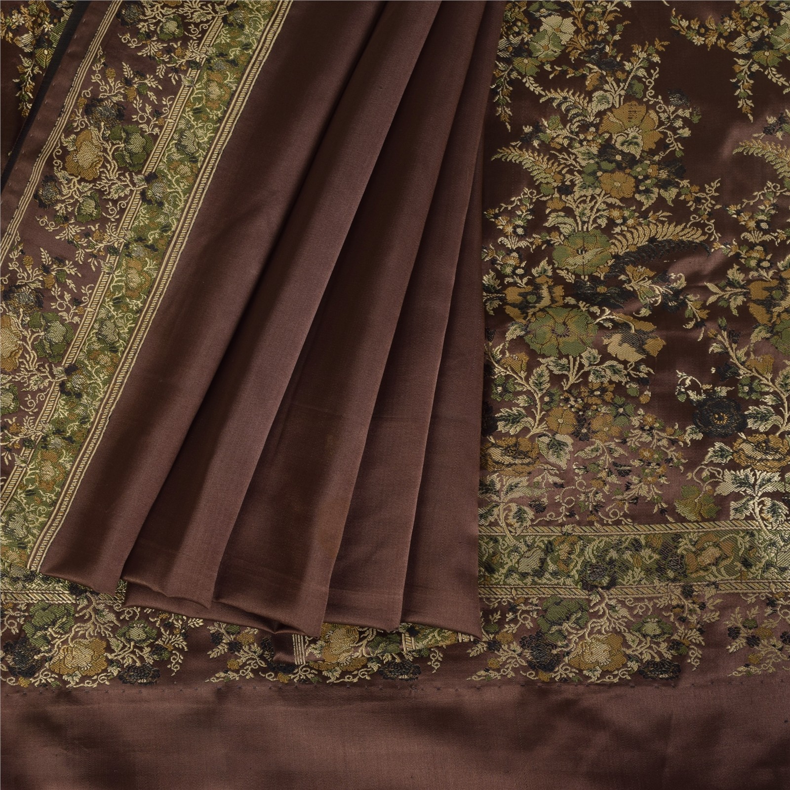Sanskriti Vintage Wine Sarees Pure Satin Silk Brocade Banarasi Hand Woven Sari