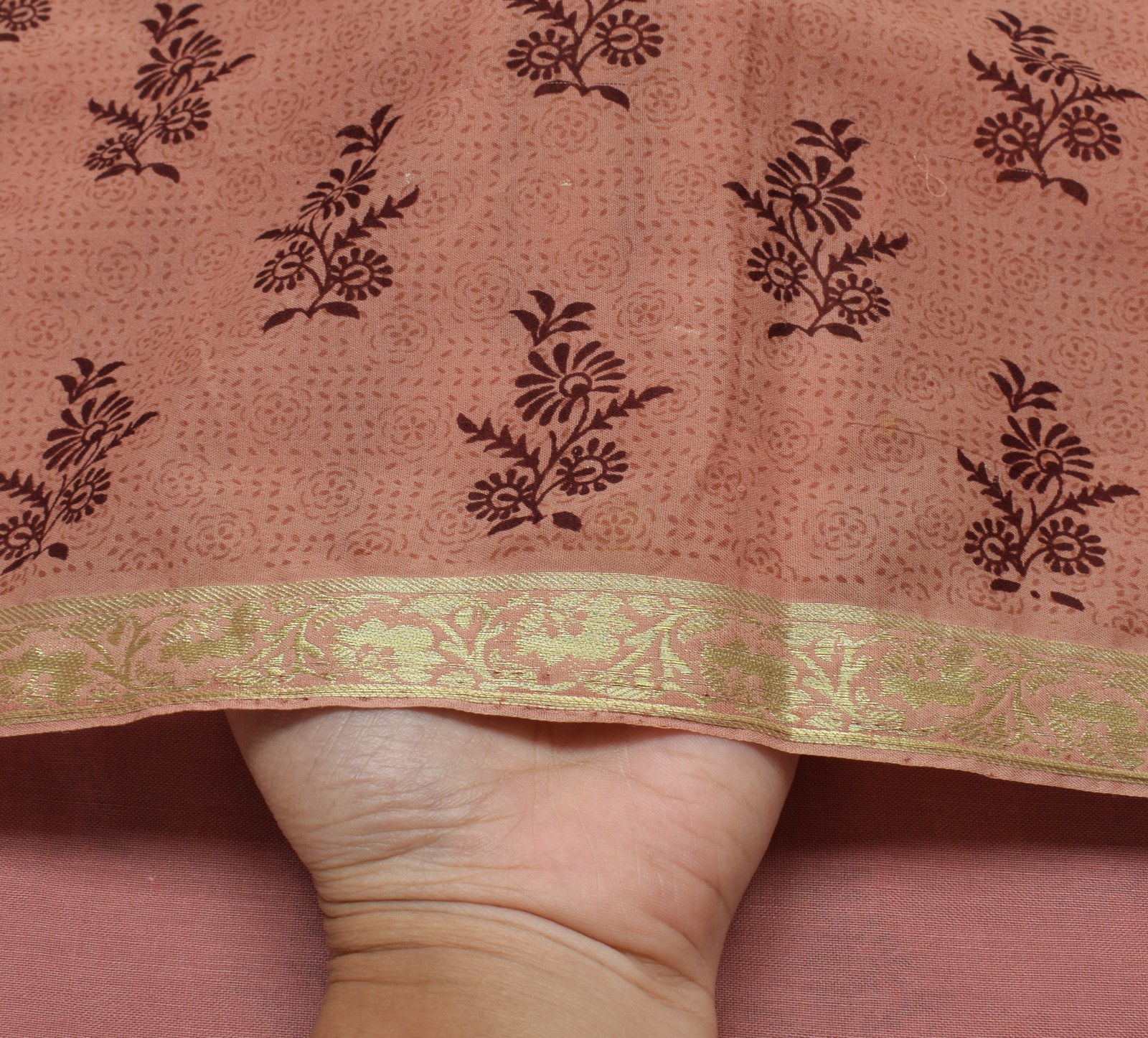 Sushila Vintage Indian Saree Blend Silk Printed Floral Soft Craft 5 Yard Fabric