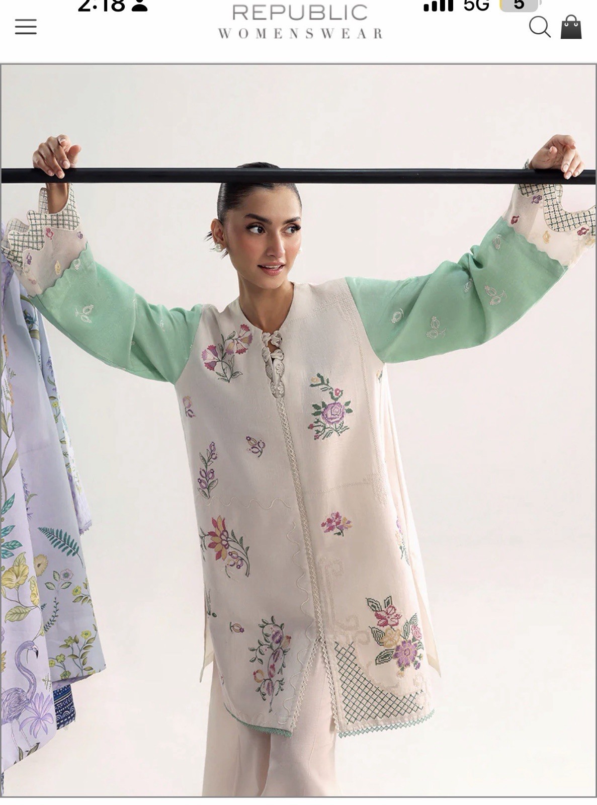 2 Pcs Kameez/Shirt Trouser Skin Color Cord-set Embroidery Size Medium Pakistani