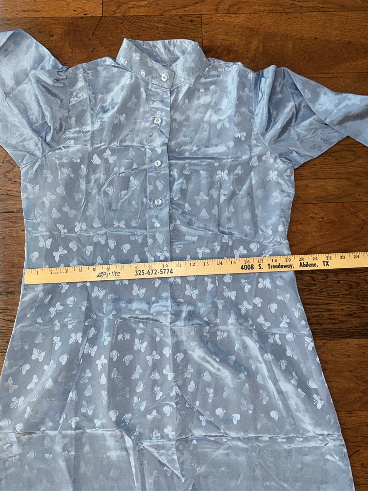Womens Kurta Ethnic Tunic Dress Small/medium Hand Made Light Blue Butterflies