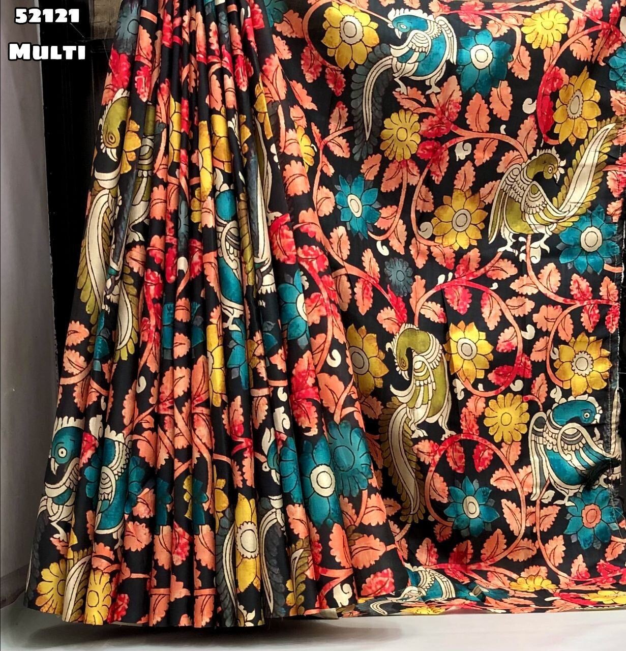Handloom Tussar Silk Kalamkari Saree Indian Wedding Party Wear Matching Blouse
