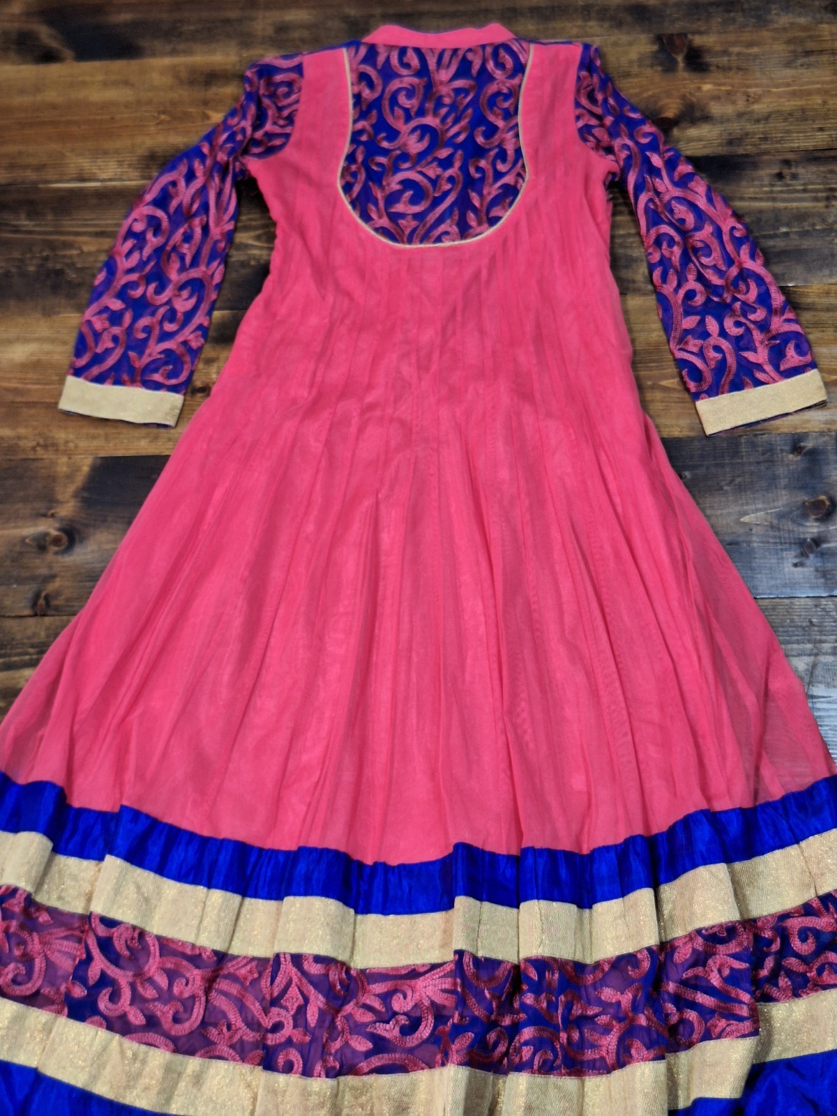 Indian Pakistani Dress Party Wear Bollywood Dress Pink Blue Gold Size Large