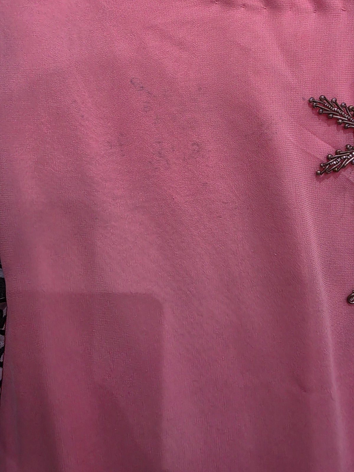 Maria B. Pink Chiffon Embroidered Kurta Kurti Women Sz Medium