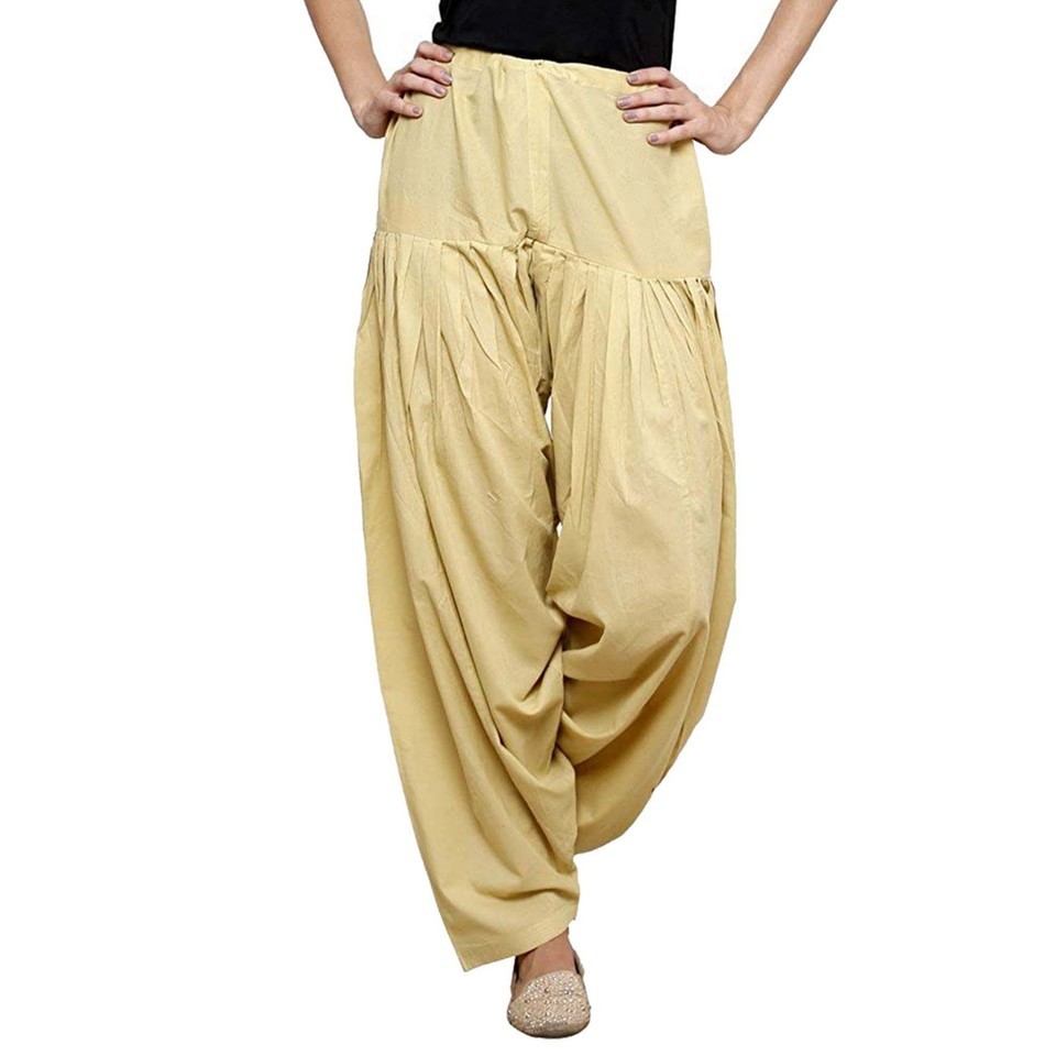 Beige Cotton Patiala Regular Fit Salwar Pants Regular For Women’s & Girls