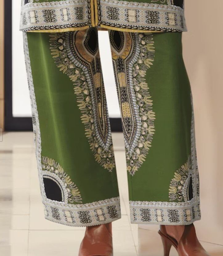 Size S Small Ashro Green Ethnic African American Pride Amina 2-Piece Pant Set