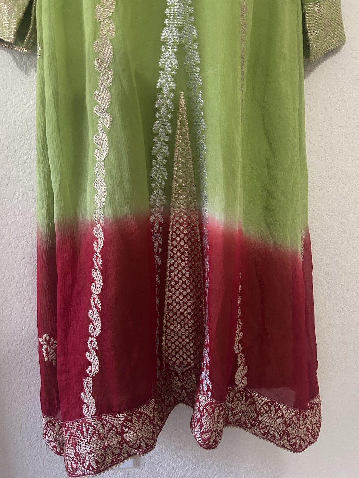 Women’s Indian Pakistani Traditional Banarsi Chiffon 3 Piece Suit Sz M