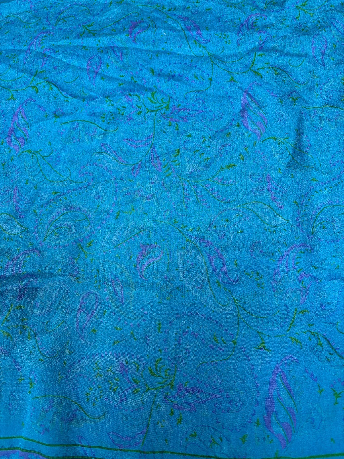 Vintage Blue Chiffon Silk Saree | Lightweight Fabric for DIY & Sewing CS1047