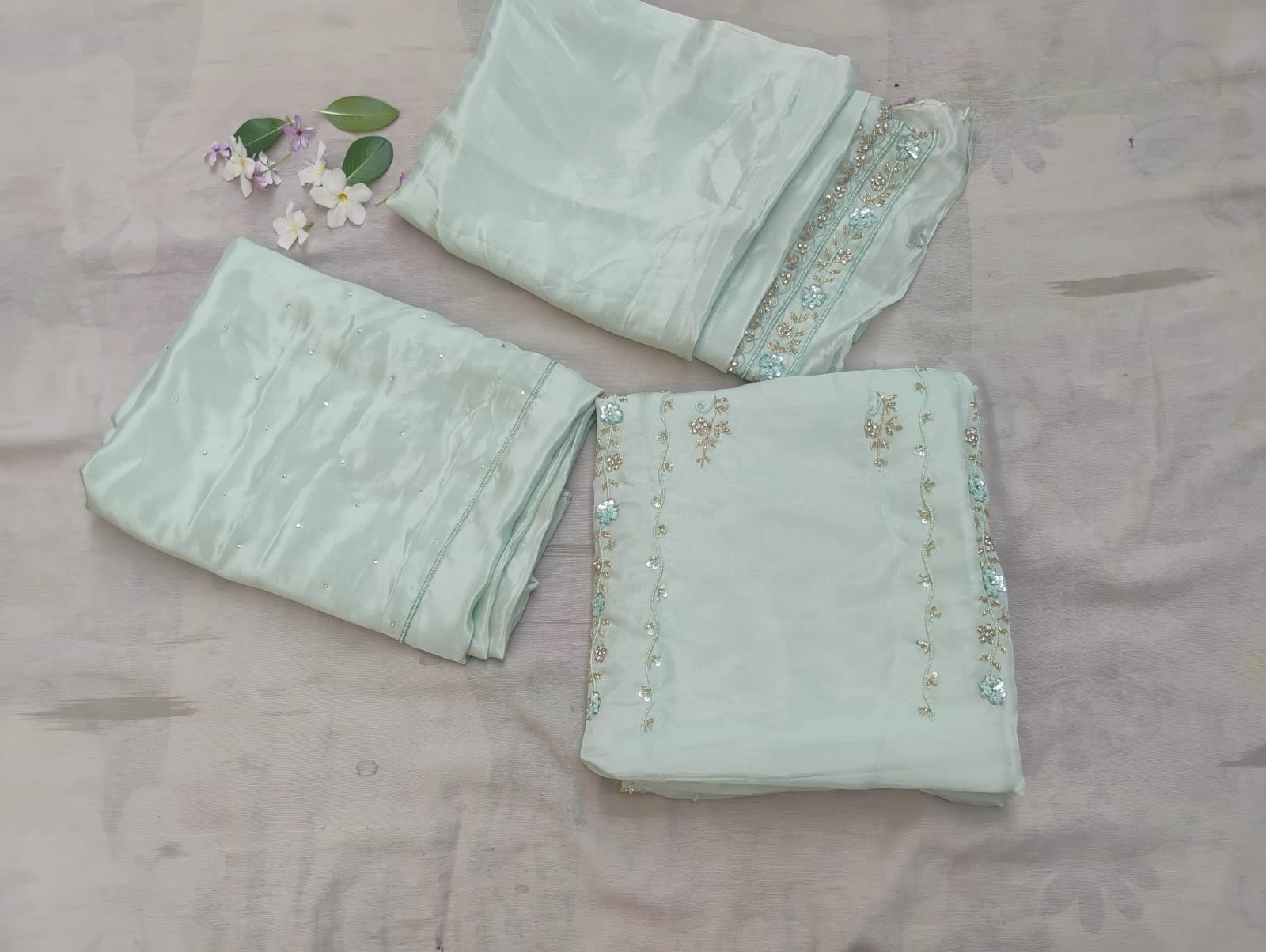 Custom Stitched White Embroidered Salwar Suit Set With Dupatta & FREE Potli…