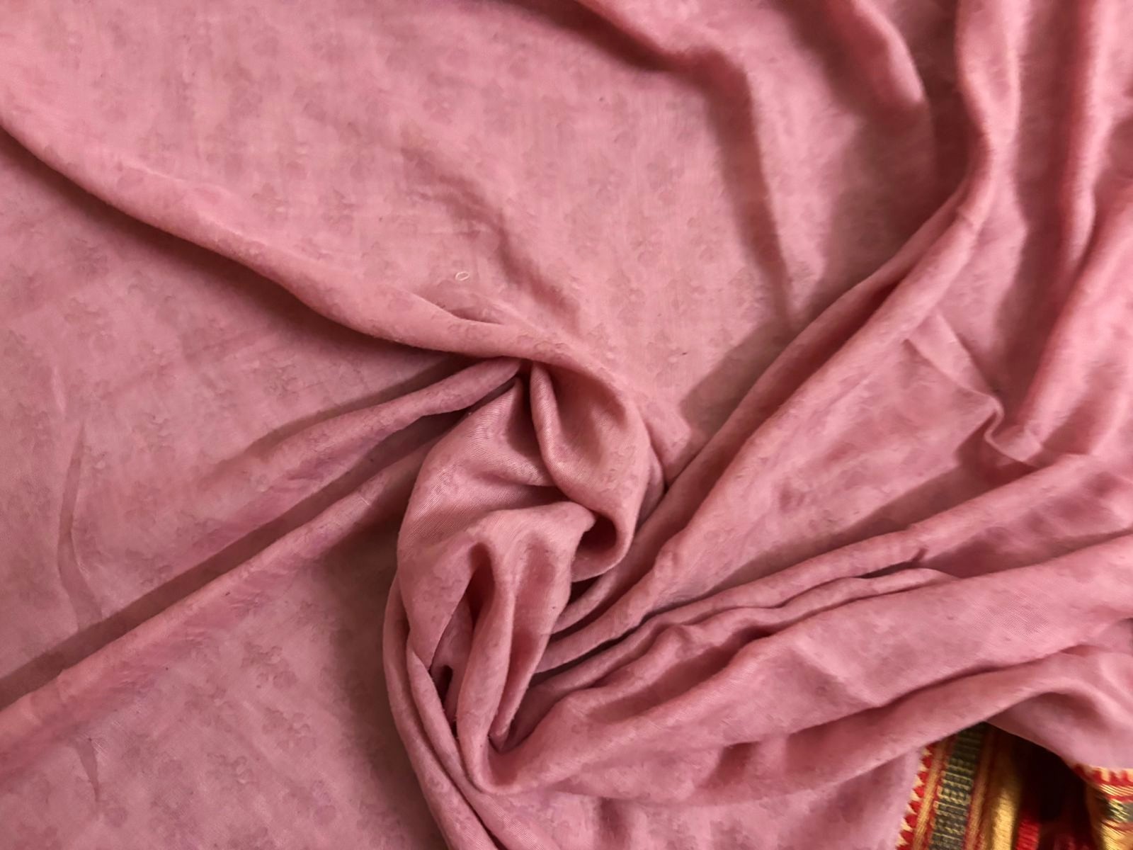 Indian Vintage Saree Women Wrap Dress Used Printed Recycled Fabric Pink Sari 5YD