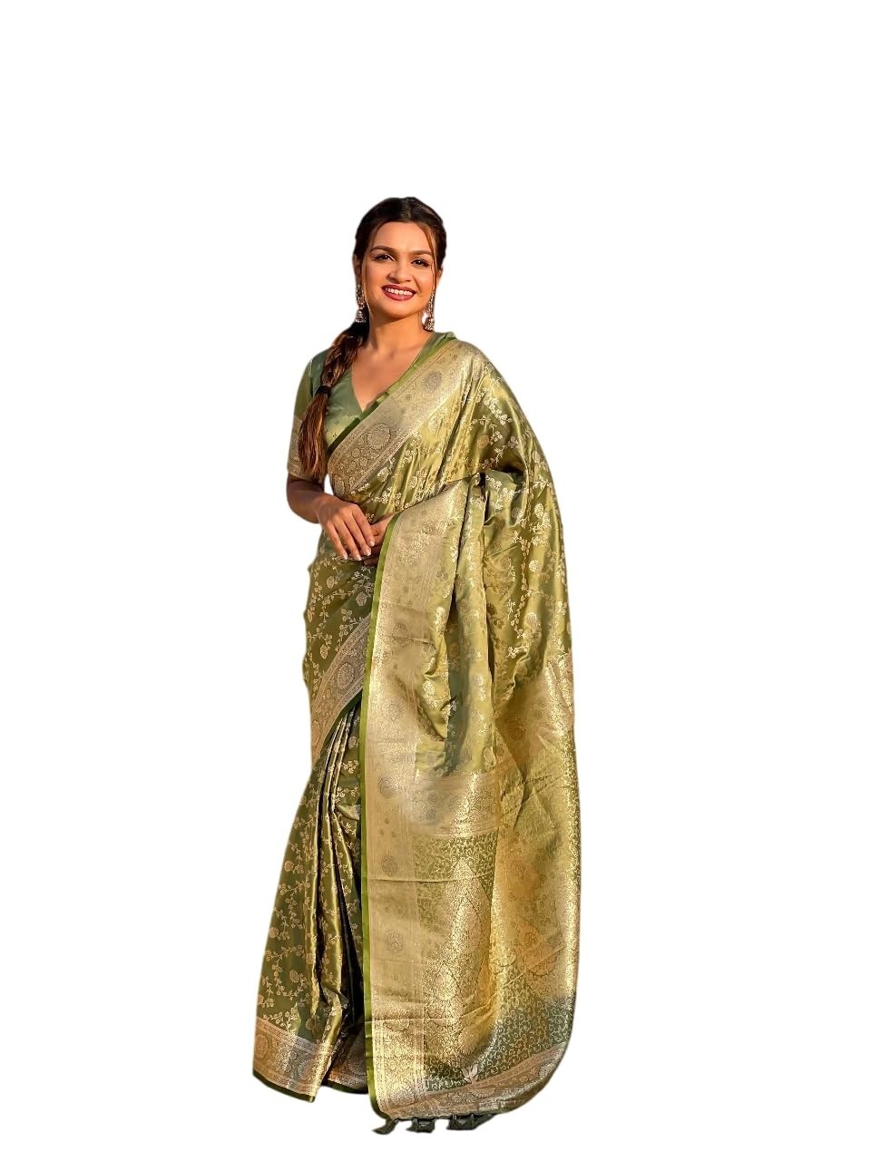 Women’s Beautiful Soft Silk Zari Weaving Saree With Blouse
