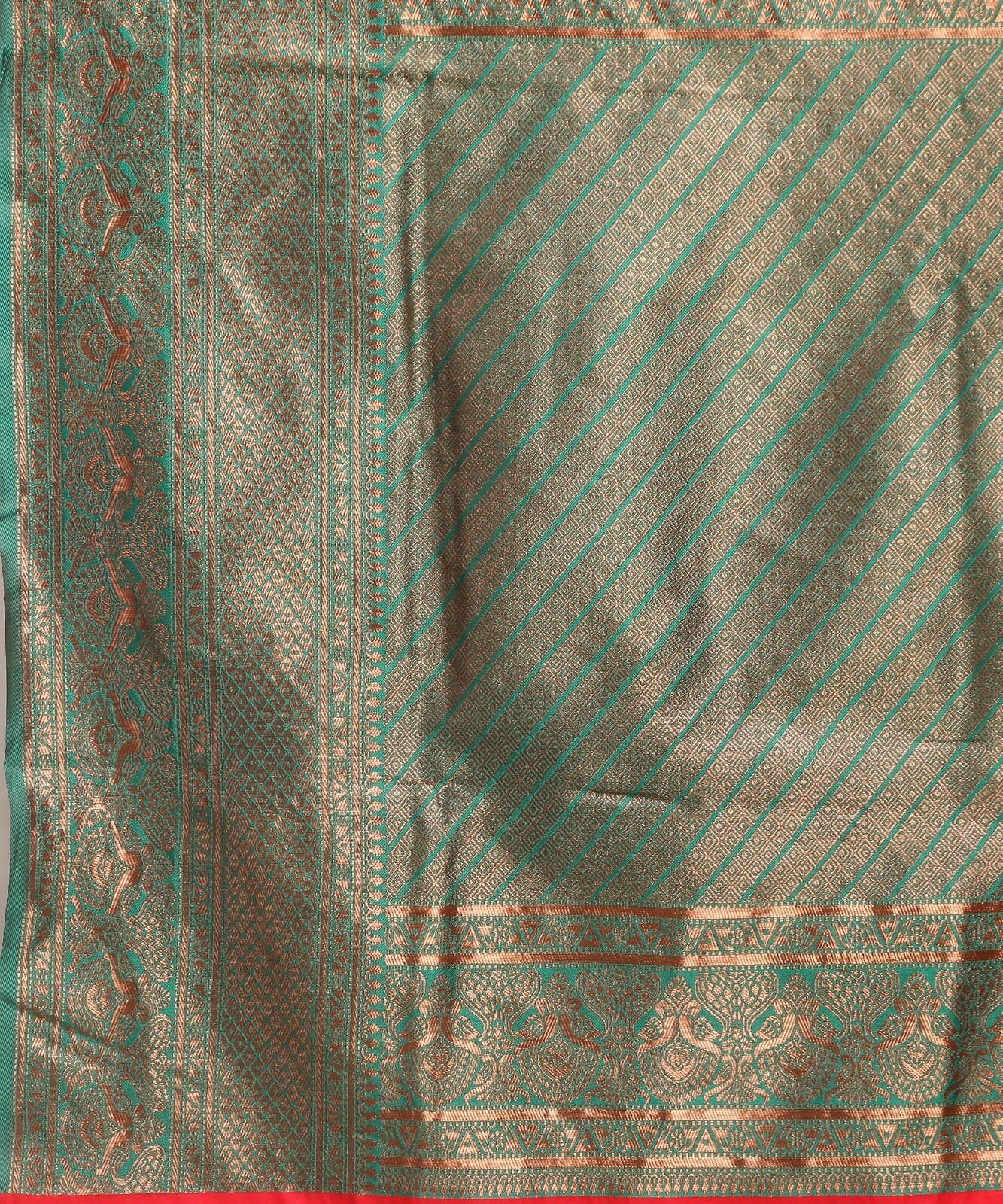 Areca Designer Kanjivaram Silk Red Mina saree blouses women Saree cut-5.5 meter