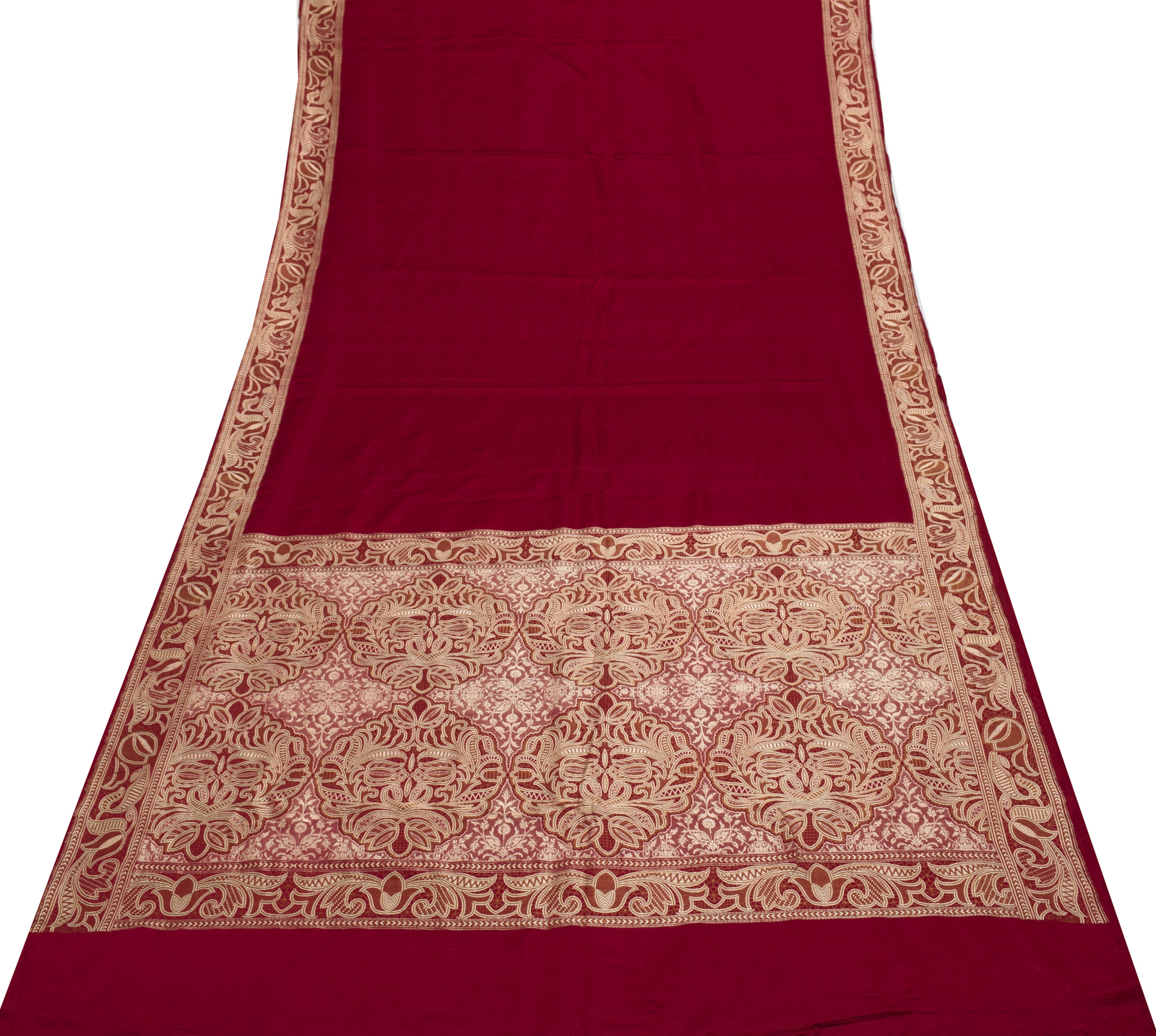 Sushila Vintage Heavy Saree Pure Satin Silk Banarasi Brocade Woven Sari Fabric