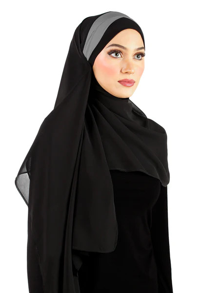 Chiffon Wrap Hijab Headscarf with 1 Color Stripe – Shawl For Muslim Women Hijab