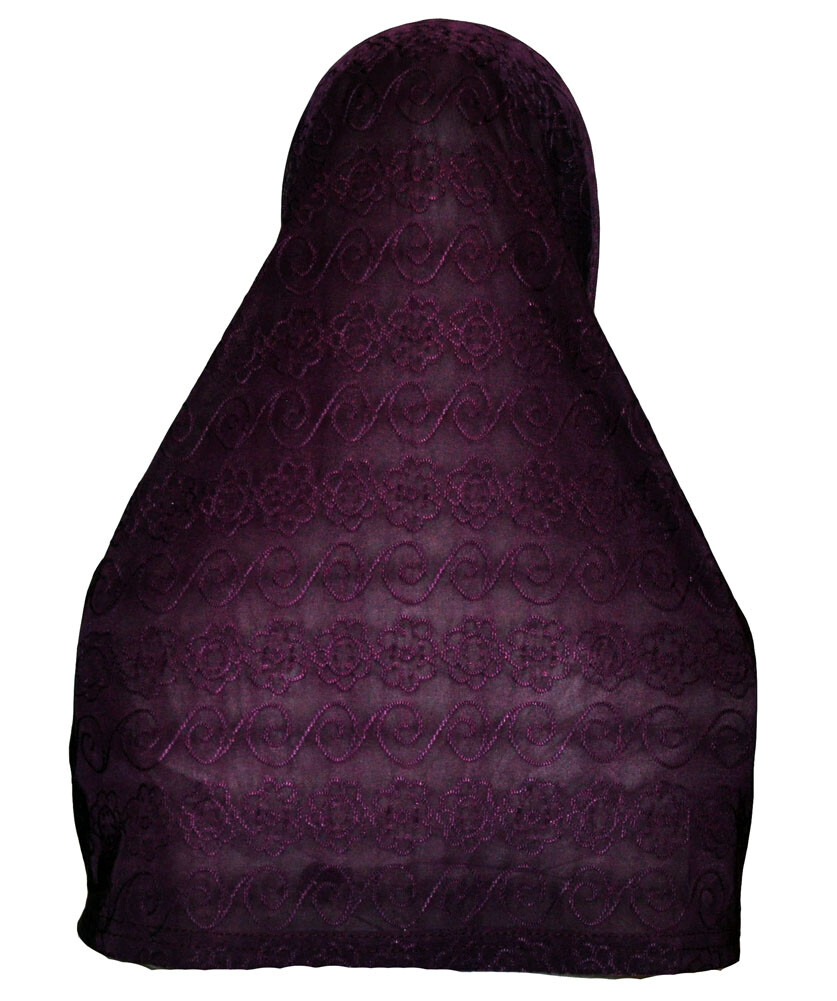 Purple 1 Piece Al-Amira Hijab in Textured Jacquard Fabric Medium Size