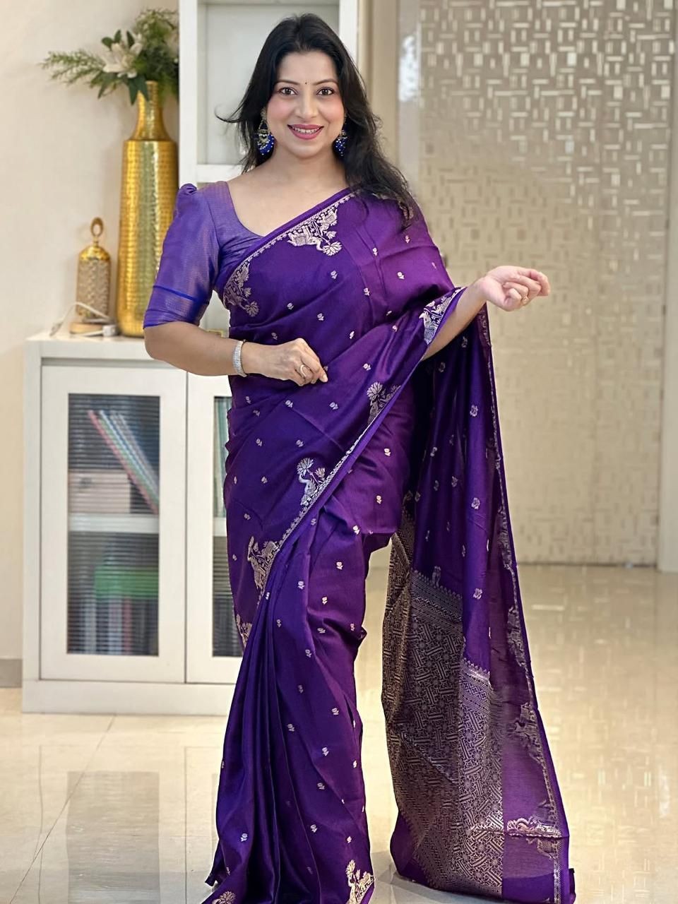 Banarasi Silk Saree Zari Woven Indian Wedding Wear Bollywood Designer Women New