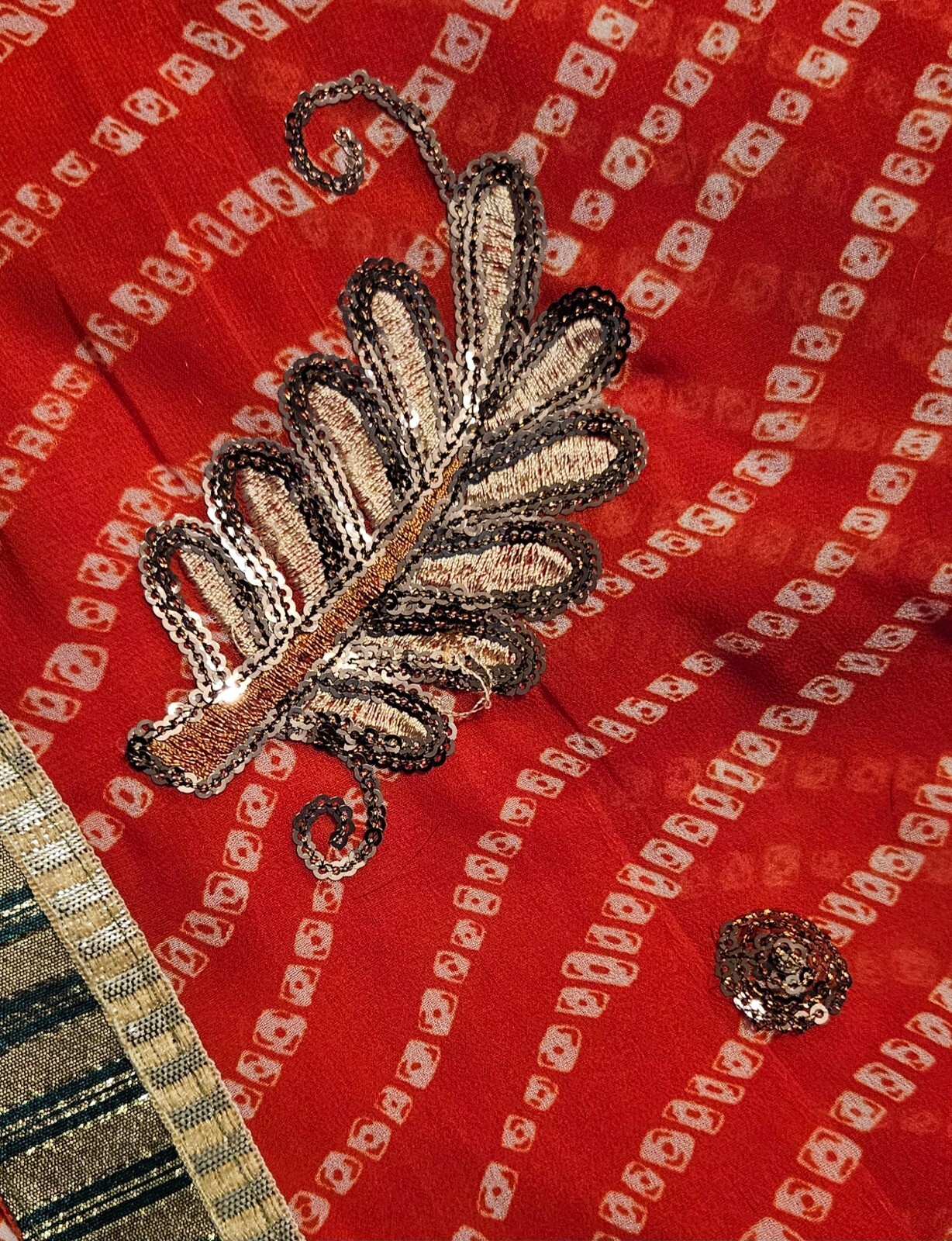2 Piece Traditional WEDDING SAREE Hand Made Unbranded (see measurements)