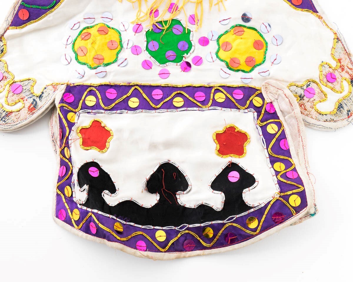 Traditional Tibetan Mongolian Children’s Clothing Embroidered Silk Shirt Sequins