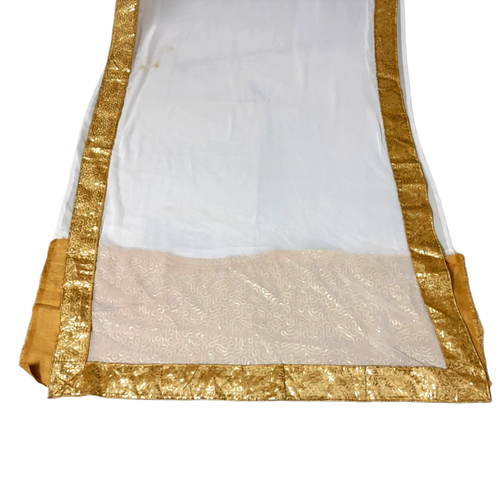 Vintage Blue Saree Indian Trim Patch Used Dress Women Wrap Georgette Fabric Sari