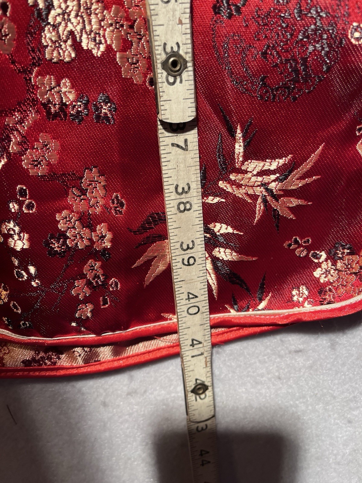 Chinese Dress Womens Small Red Floral Metallic Traditional Short Vietnam Quipao