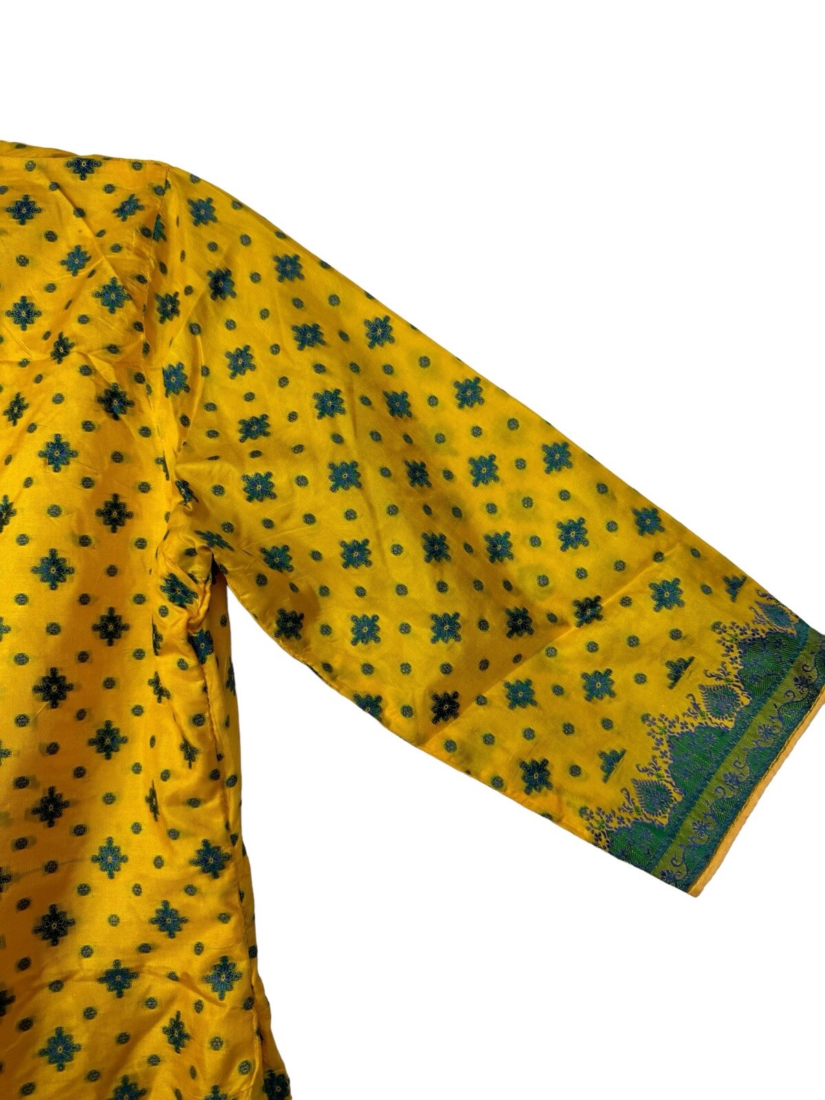 Salwar Kameez Yellow w Blue Purple Embroidery Suit Tunic Pants Dupatta Size XS