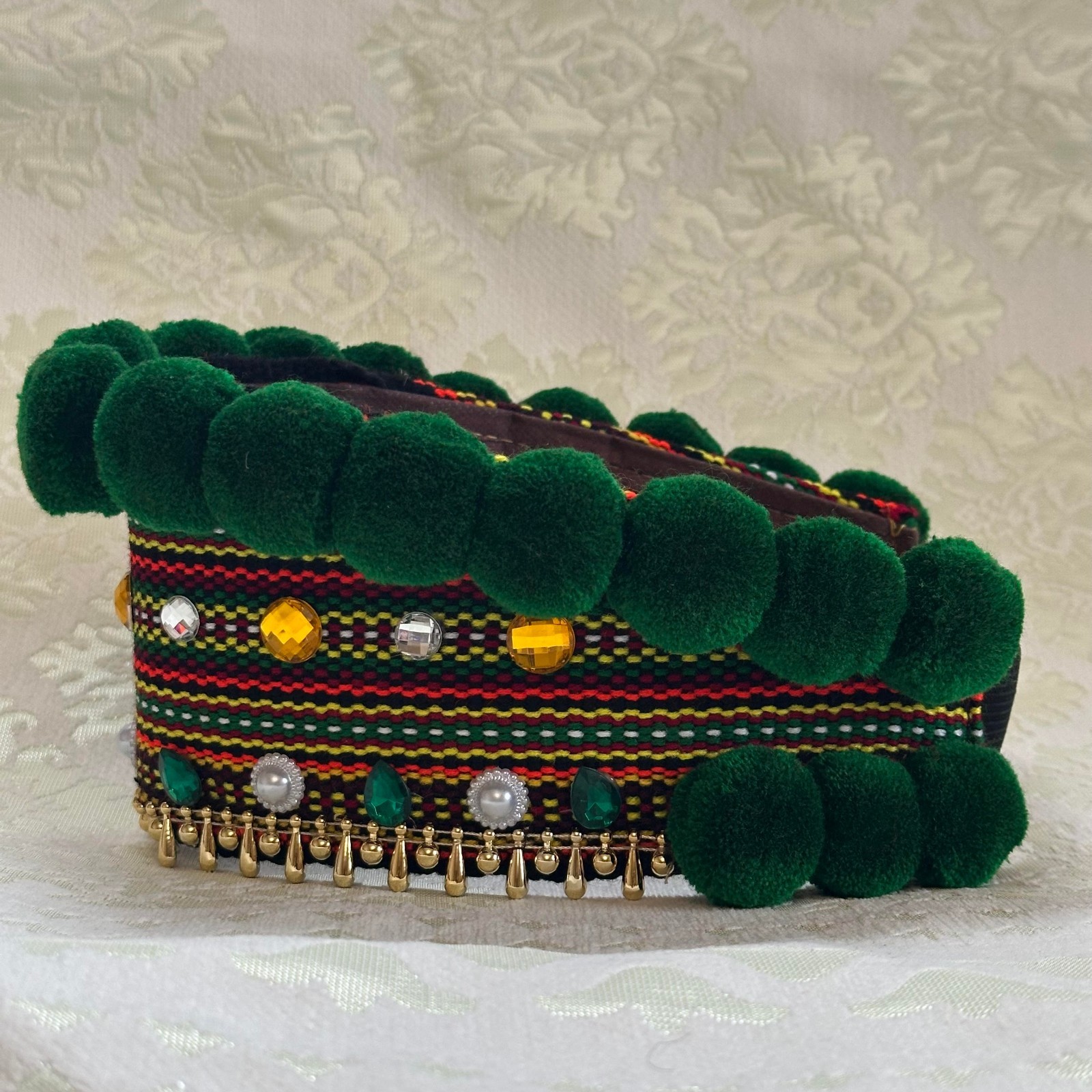 Ukrainian Headdress, Hutsul Traditional Folk Woven Embroidered Big Chiltse