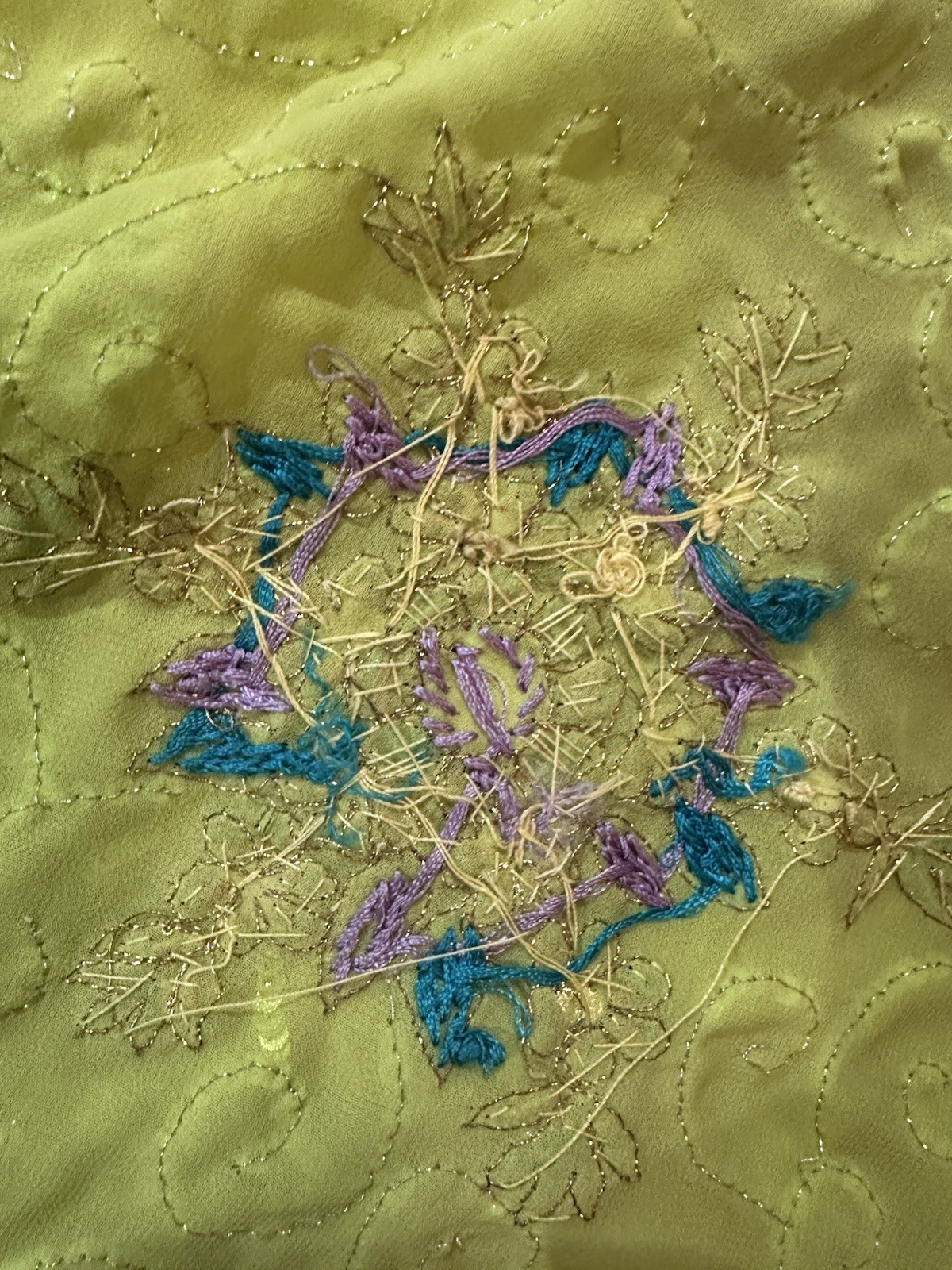 Handmade punjabi Indian Pakistani 3pc Salwar Kameez Lime Green See Pics For Size