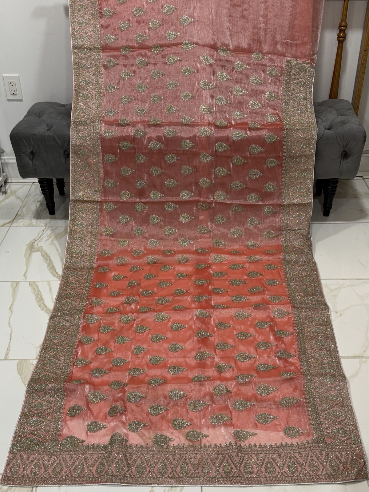 Indian Saree for Women Party Wear jari work Saree with stitched Blouse