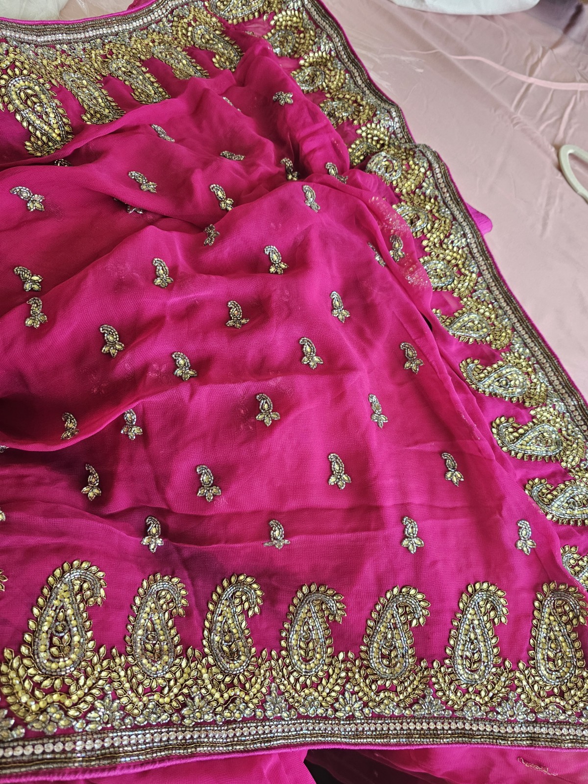 Heavy Georgette Party Wear Wedding Saree & Blouse,Bollywood star Trending saree