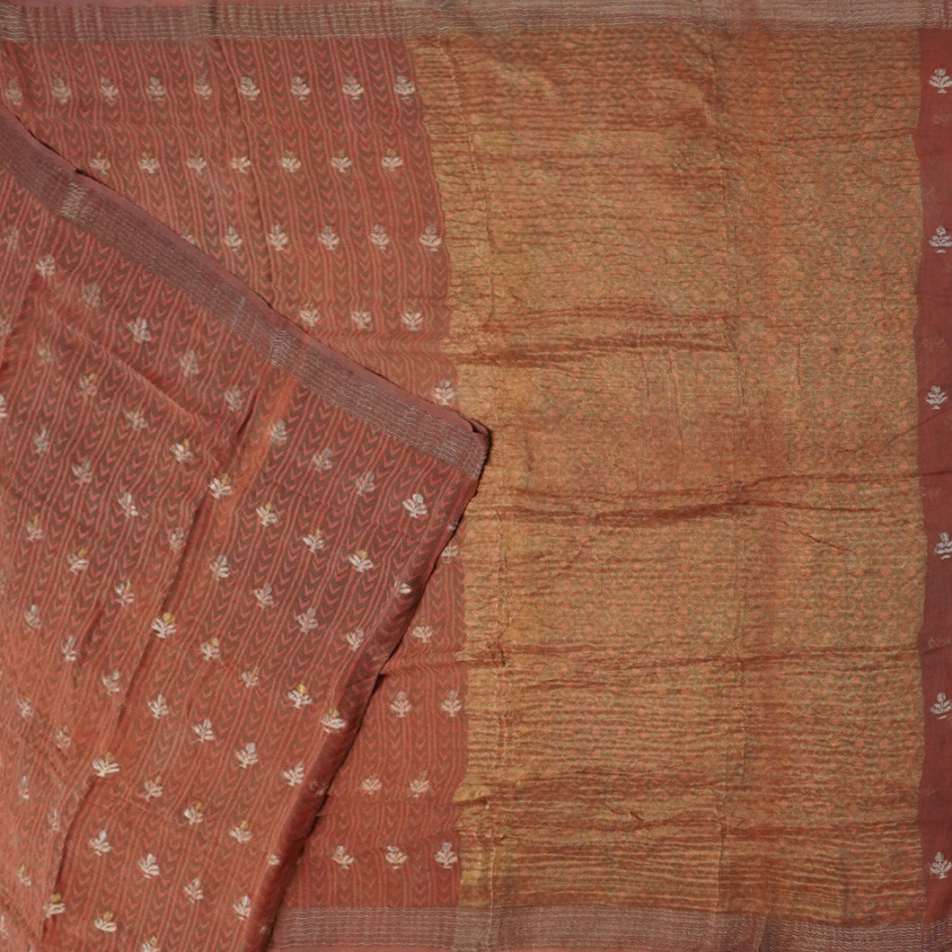 Vintage Red 100% Pure Georgette Silk Sarees Zari Woven Sari Soft Craft Fabric