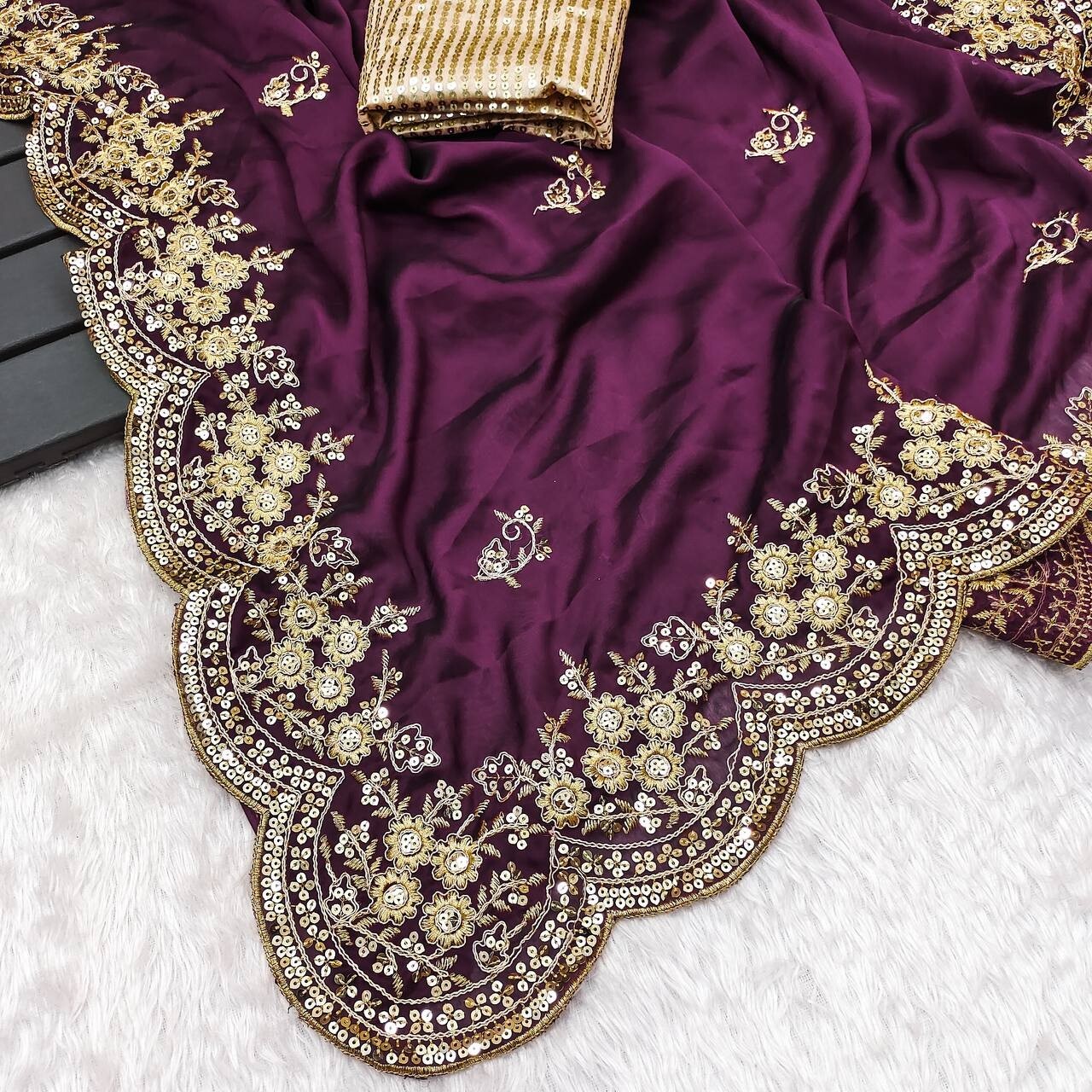 Designer Sari Bollywood Bridal Silk Saree Blouse South Indian Party Wear Saree