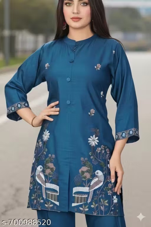 Readymad Rayon Kurta/kurti and Pant Set for Women’s Party Festive Outfit Gift
