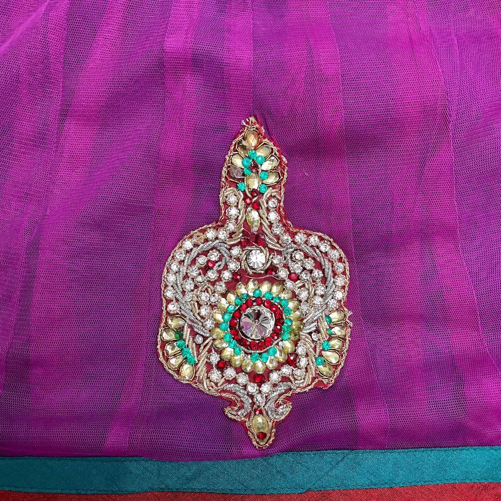 Unbranded Rhinestones Indian Dress Womens 36 Purple Short Sleeve Salwar Kameez