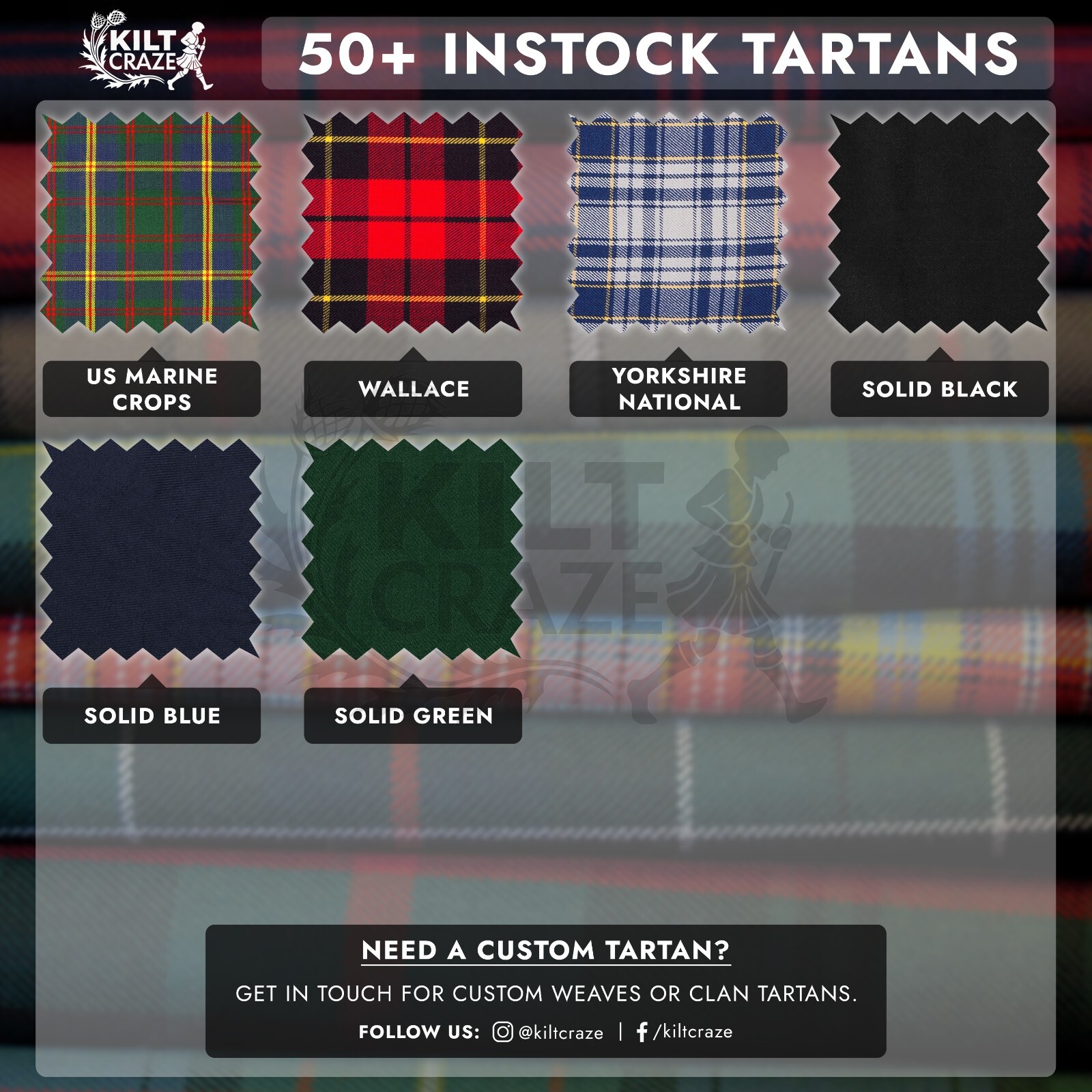 Men’s Scottish Tartan Kilt Outfit 10 pcs Highland Kilt Set in 50+ Tartan