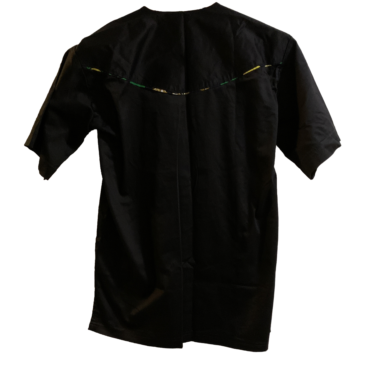 Traditional African Dashiki Men Black Green Size Small Short Sleeve Handmade