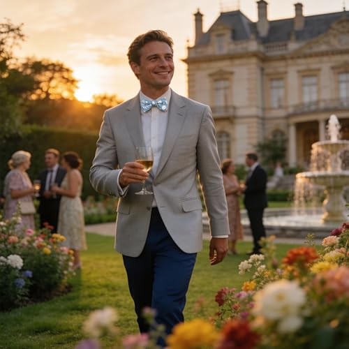 Bow Ties Pre Tied Adjustable Bowties for Wedding Party Leisure Af2-white Flower