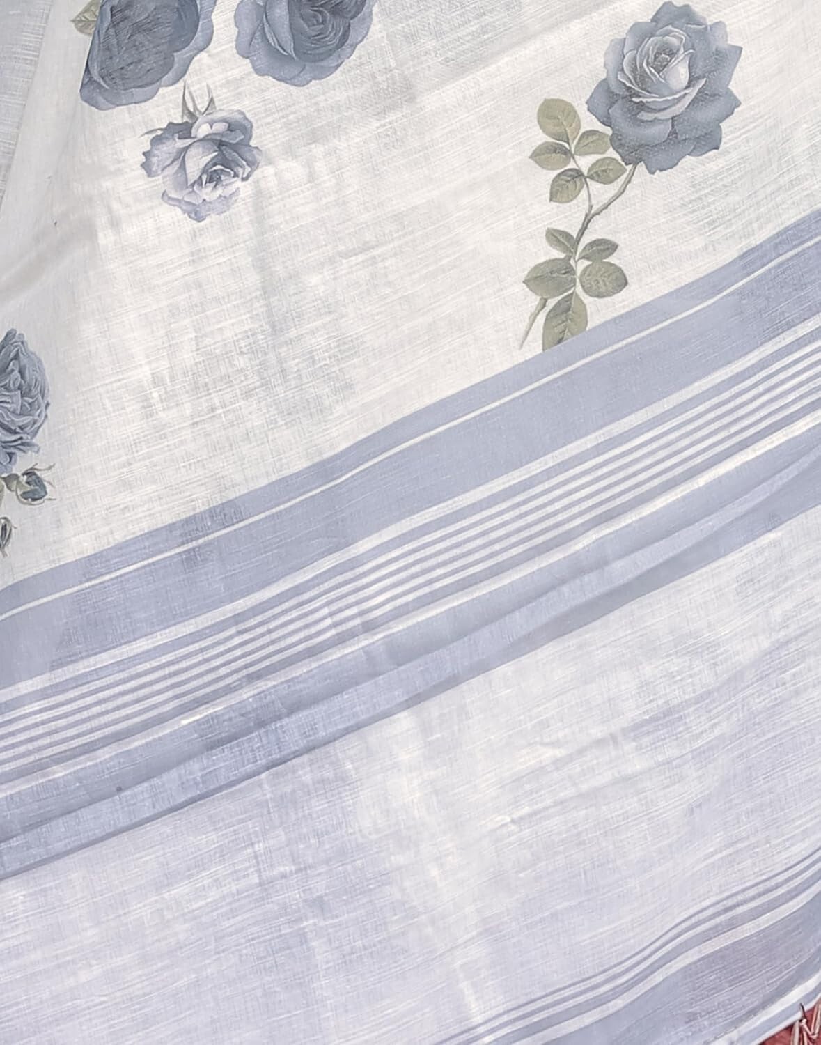 Women’s Cotton Linen Printed Saree with Unstitched Blouse Piece