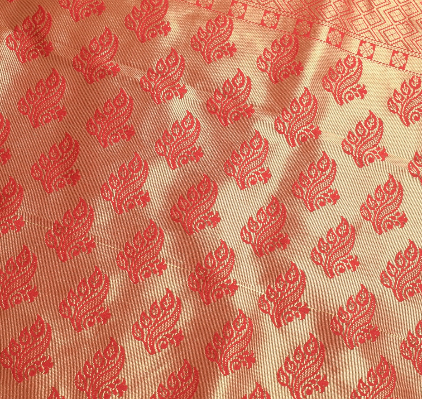 Peach Indian Sari Banarasi Art Silk Saree with Blouse Fabric Gold Zari Weaving