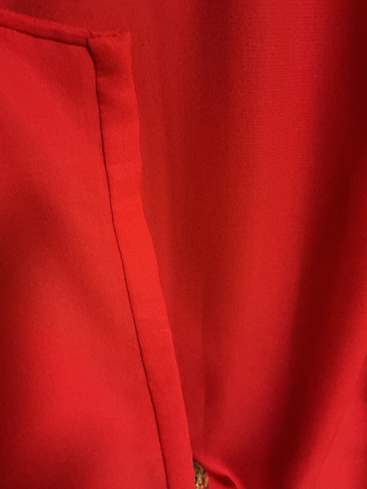 VIETNAMESE AO DAI LONG TUNIC RED SILK HAND PAINTED SZ. S