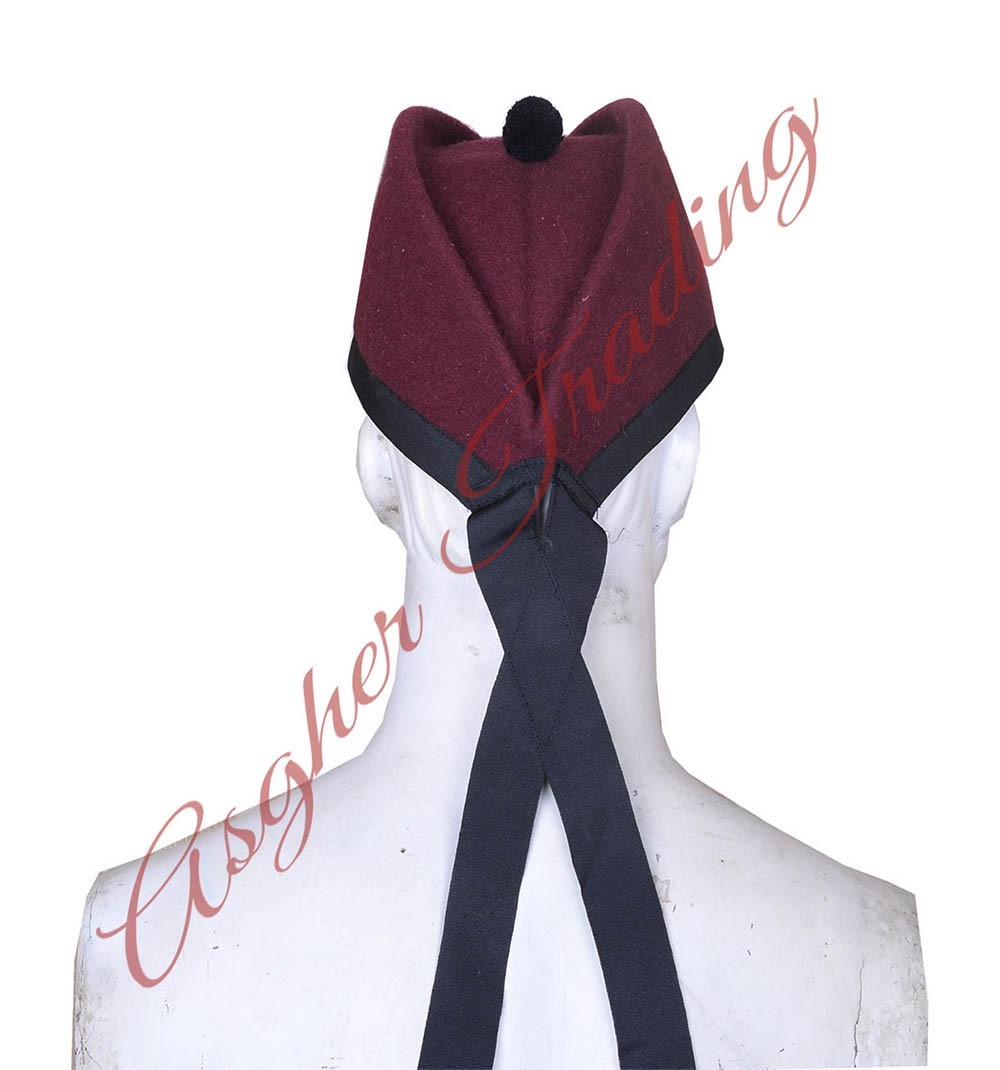 Scottish Military Traditional Kilt Cap – 100% Wool Maroon Glengarry Hats